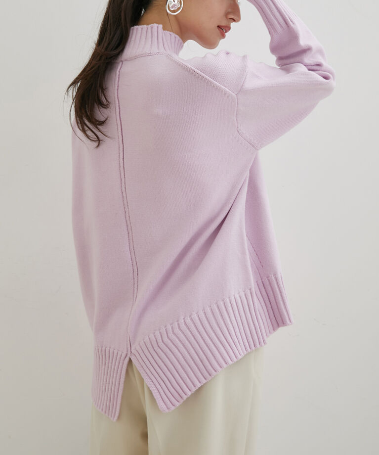 VIS「【洗える】ボーダー＆無地バックスリットニット【sustainable】」|ニット・セーター|
