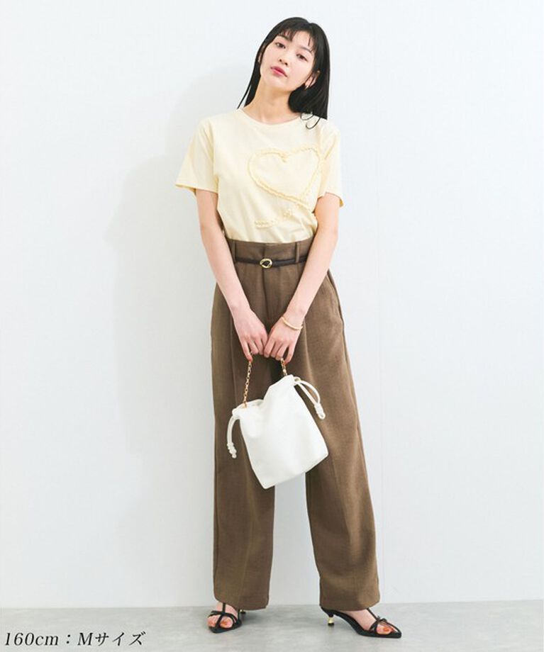 VIS「【新色追加】【美easy】リネンライクワンタックワイドスラックスパンツ【接触冷感/洗える】」|スラックス|