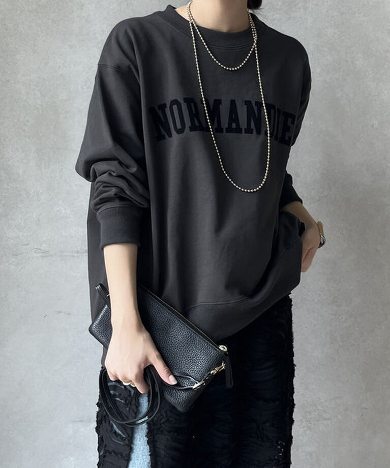  「【新色追加】【WEB限定】裏毛フロッキープリントスウエット 」|Tシャツ・カットソー|ダークグレー