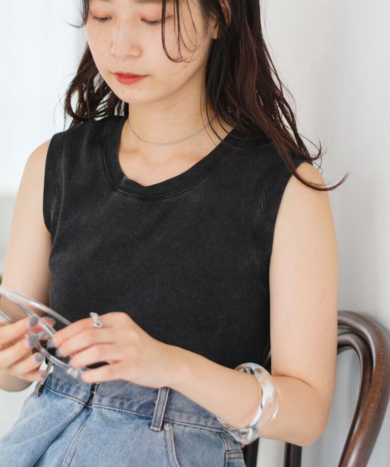  「【4色展開/カップ取り外し可/前後2WAY】カップ付きピグメントタンク」|キャミソール|