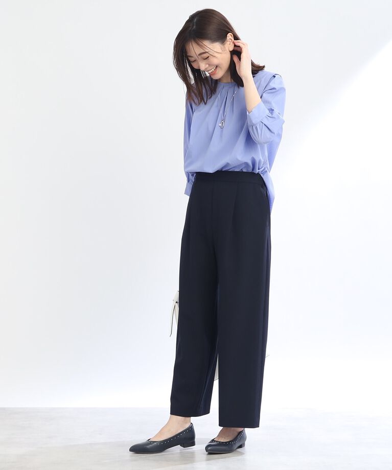 Reflect「【SALE／接触冷感／洗える】ふんわりスリーブストライプブラウス」|シャツ・ブラウス|
