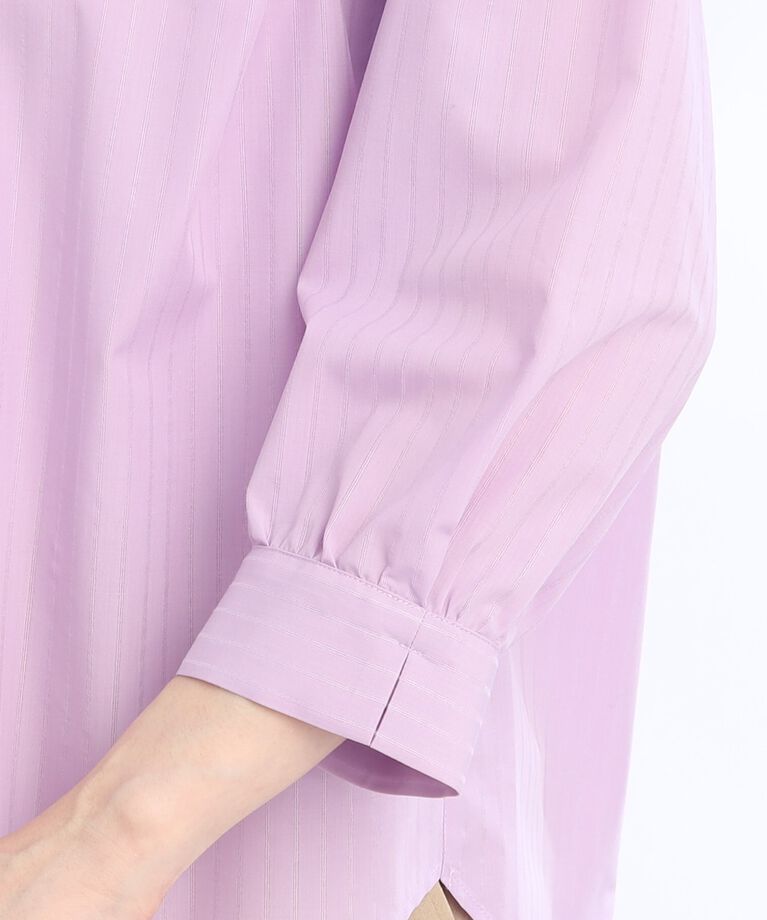 Reflect「【SALE／接触冷感／洗える】ふんわりスリーブストライプブラウス」|シャツ・ブラウス|