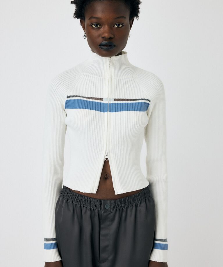 MOUSSY「W ZIP TRUCK ニット」|ニット・セーター|O/WHT1