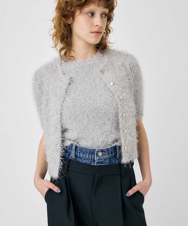 MOUSSY「SHAGGY GLITTER KNIT カーディガン」|カーディガン|
