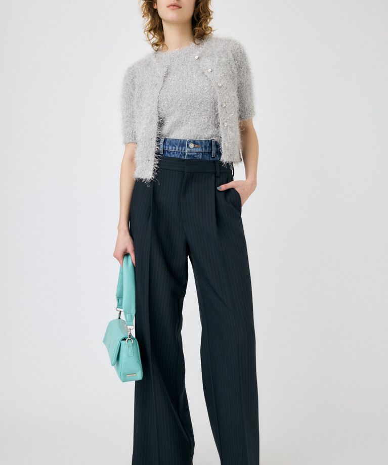 MOUSSY「SHAGGY GLITTER KNIT カーディガン」|カーディガン|