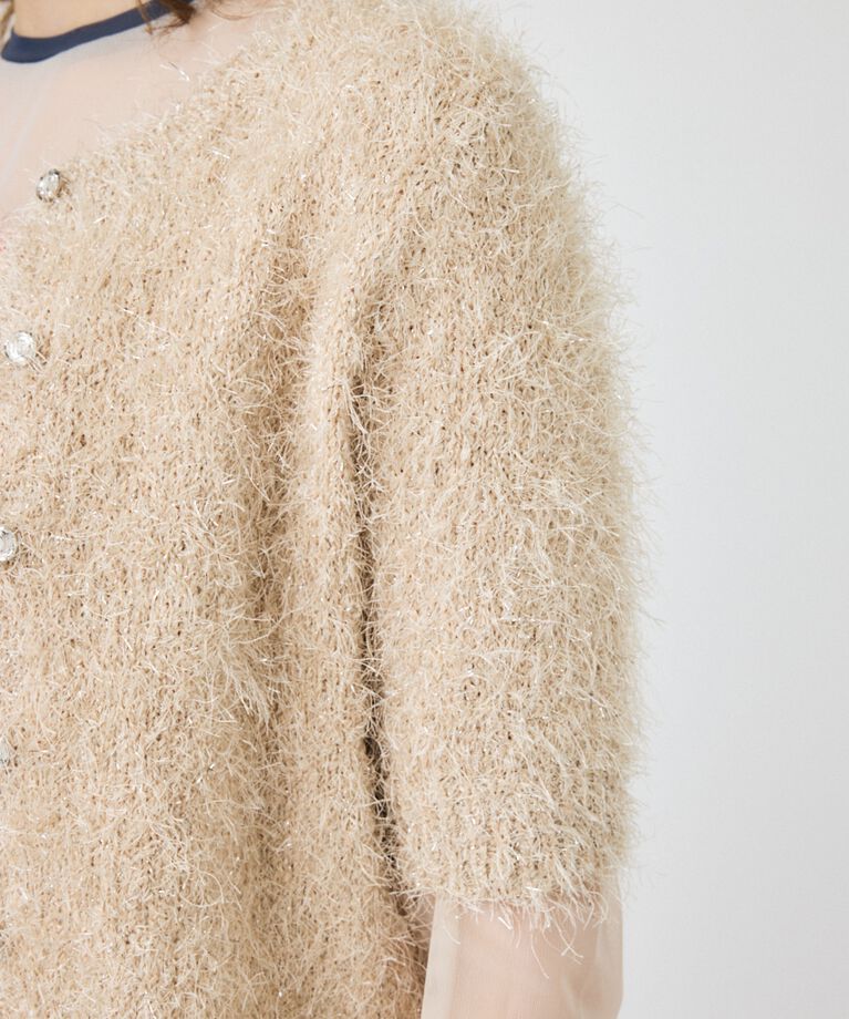 MOUSSY「SHAGGY GLITTER KNIT カーディガン」|カーディガン|