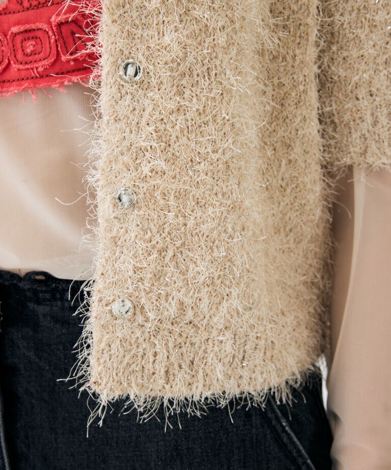 MOUSSY「SHAGGY GLITTER KNIT カーディガン」|カーディガン|