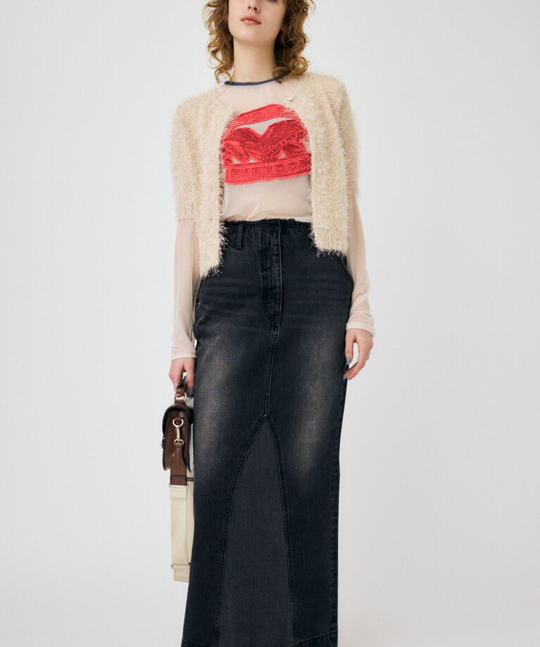 MOUSSY「SHAGGY GLITTER KNIT カーディガン」|カーディガン|