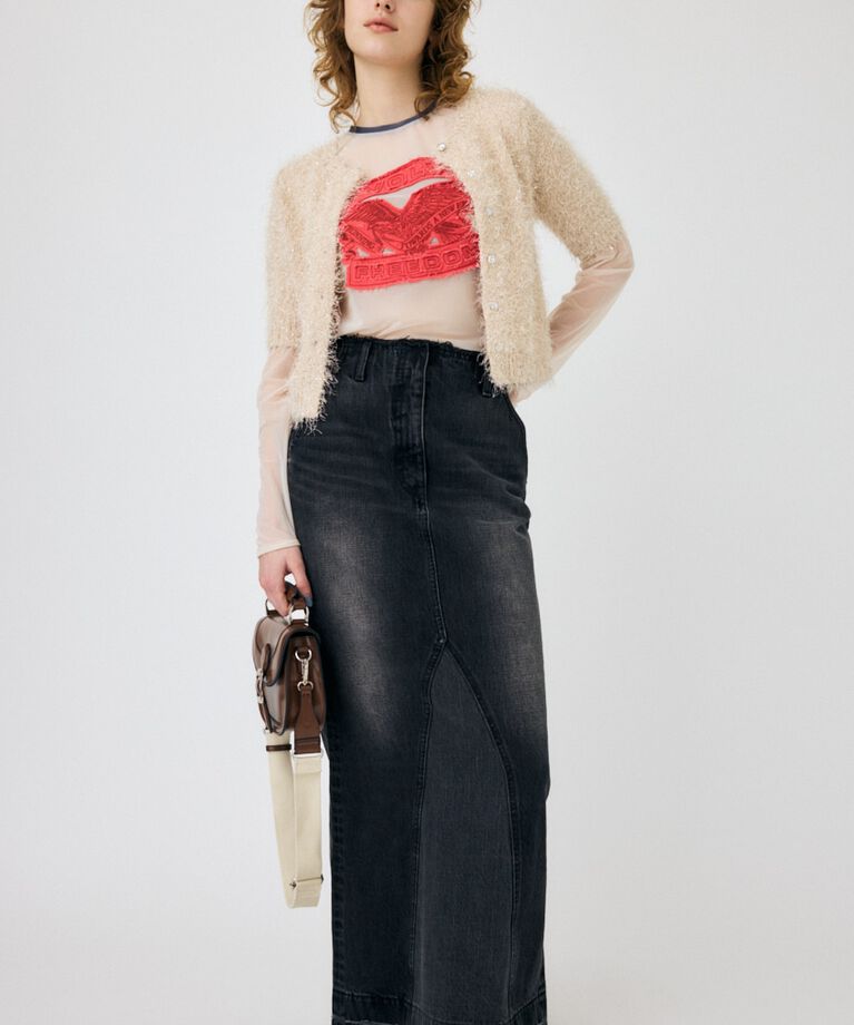 MOUSSY「SHAGGY GLITTER KNIT カーディガン」|カーディガン|