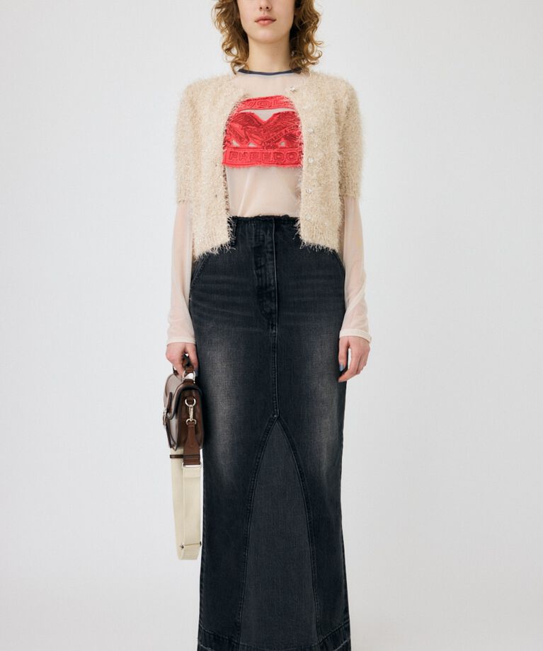 MOUSSY「SHAGGY GLITTER KNIT カーディガン」|カーディガン|