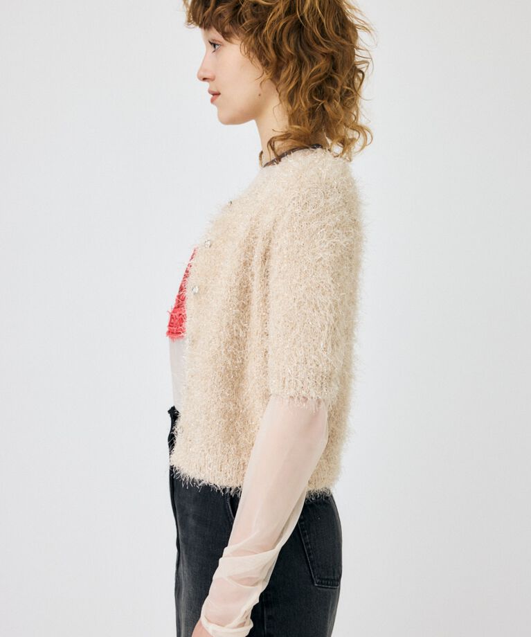 MOUSSY「SHAGGY GLITTER KNIT カーディガン」|カーディガン|