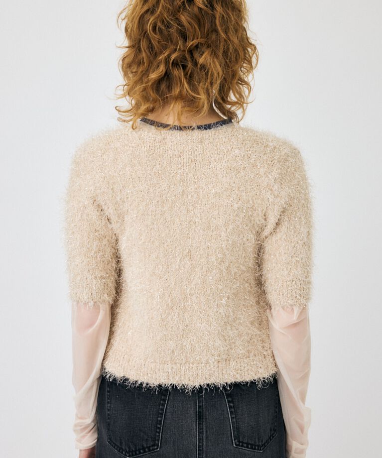 MOUSSY「SHAGGY GLITTER KNIT カーディガン」|カーディガン|