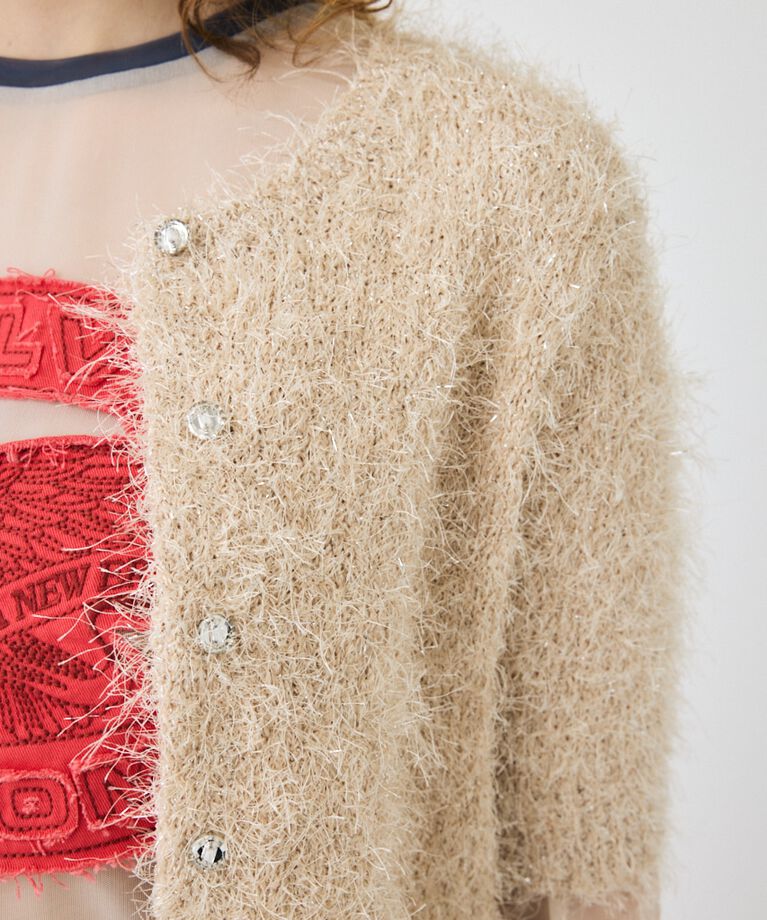 MOUSSY「SHAGGY GLITTER KNIT カーディガン」|カーディガン|