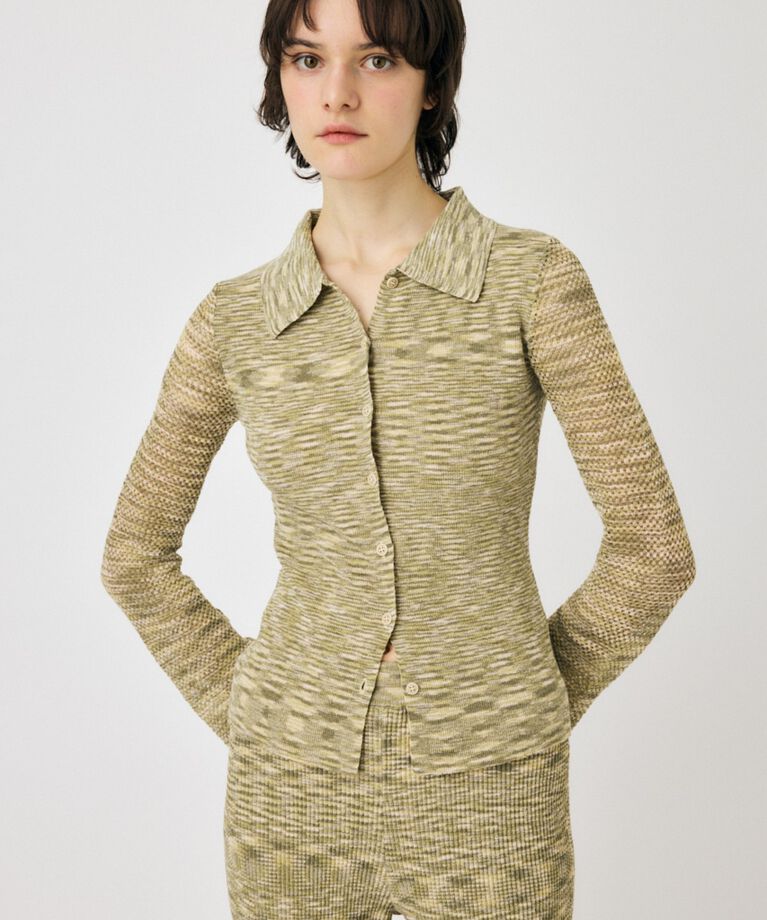 MOUSSY「MULTI BORDER ニットシャツ」|シャツ・ブラウス|GRN