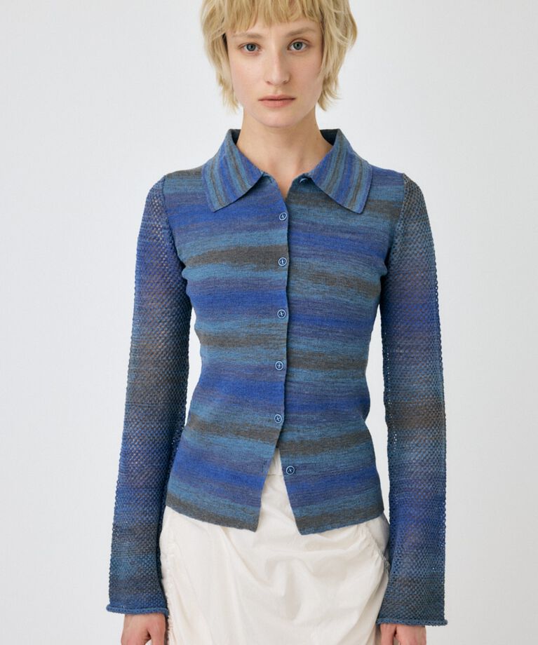MOUSSY「MULTI BORDER ニットシャツ」|シャツ・ブラウス|