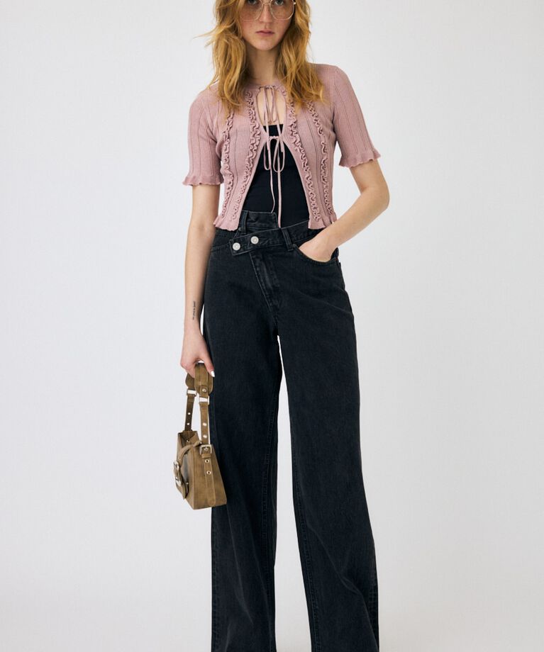 MOUSSY「FRILL STRIPED カーディガン」|ニット・セーター|