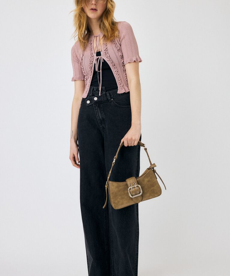 MOUSSY「FRILL STRIPED カーディガン」|ニット・セーター|