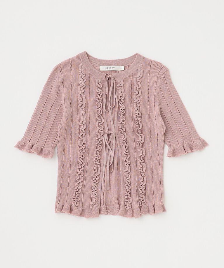 MOUSSY「FRILL STRIPED カーディガン」|ニット・セーター|