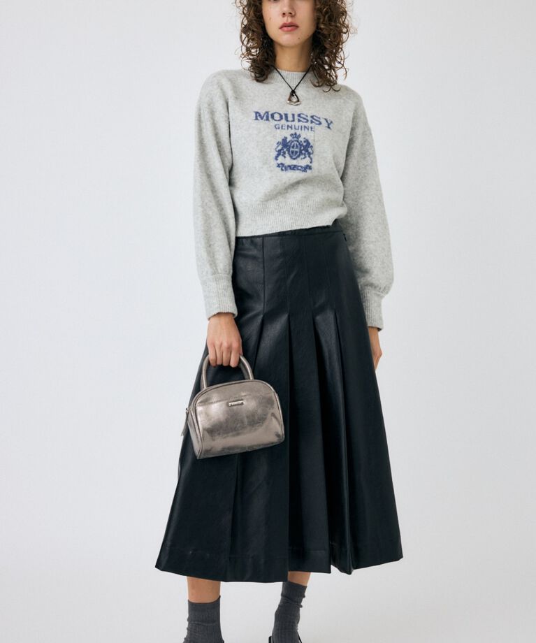 MOUSSY「F/LEATHER TUCKED ミディスカート」|スカート|