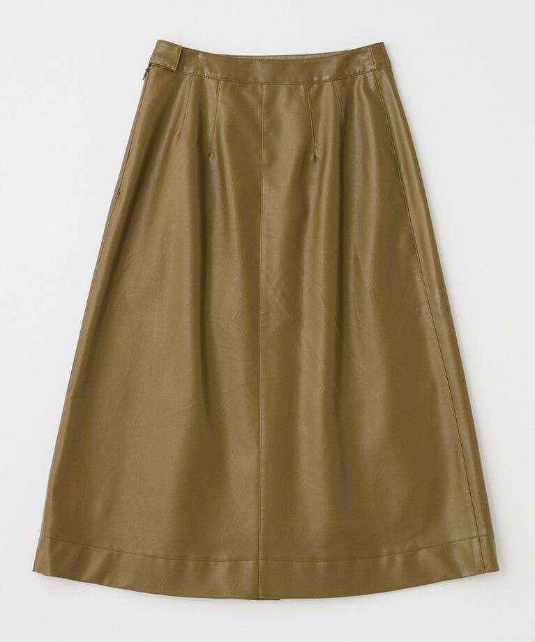 MOUSSY「F/LEATHER TUCKED ミディスカート」|スカート|