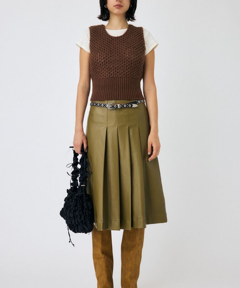 MOUSSY「F/LEATHER TUCKED ミディスカート」|スカート|