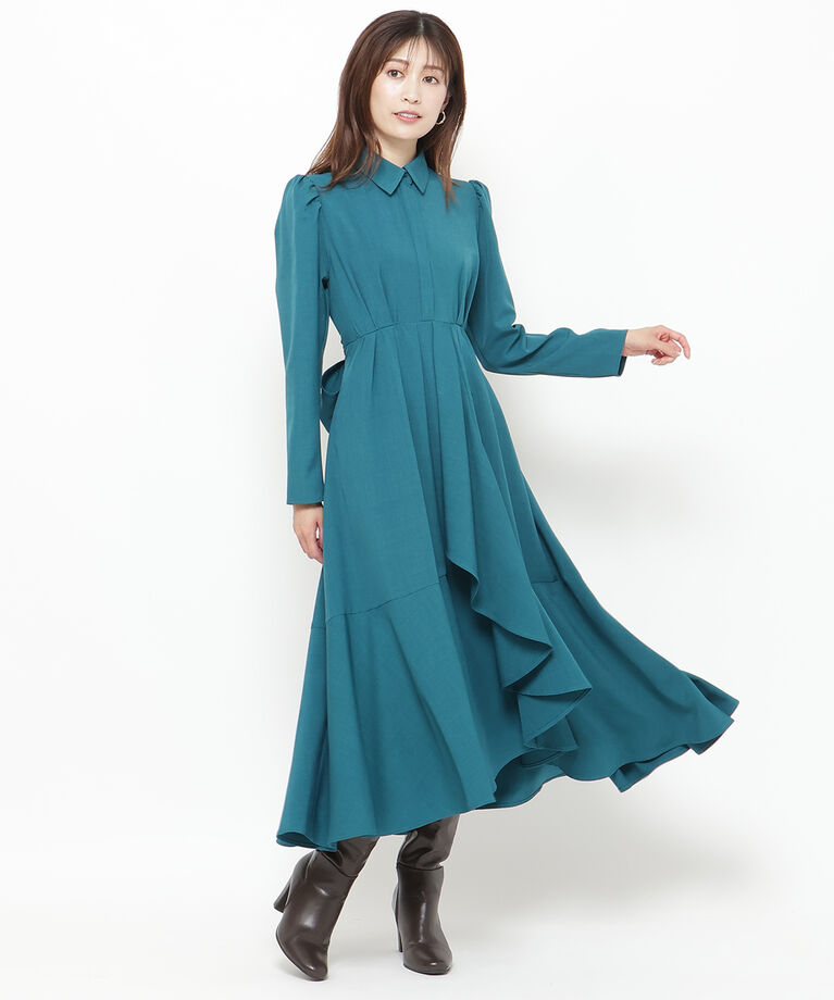 アンドクチュール「アシメラッフルフリルバックリボンワンピース」|ワンピース|