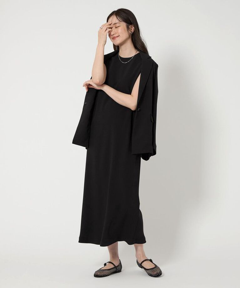UNITED ARROWS「drapy タック ノースリーブ ワンピース」|ワンピース|BLACK