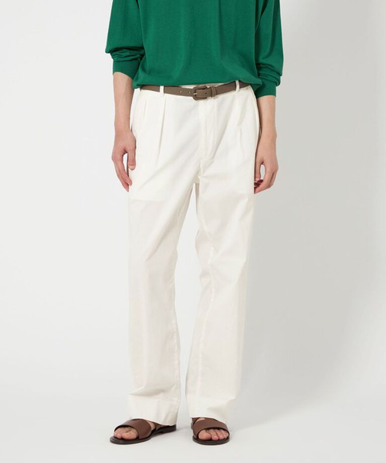 UNITED ARROWS「ツイル ピーチスキン 2プリーツ チノパンツ」|チノ|WHITE