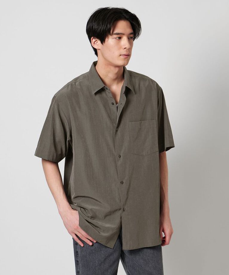 UNITED ARROWS「ドレープ ショートスリーブシャツ」|シャツ・ブラウス|DK.GRAY