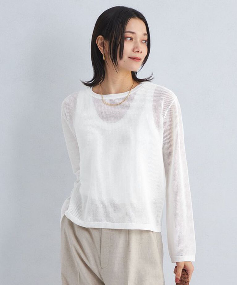 UNITED ARROWS green label relaxing「メッシュ クルーネック ニット プルオーバー -ウォッシャブル-」|ニット・セーター|