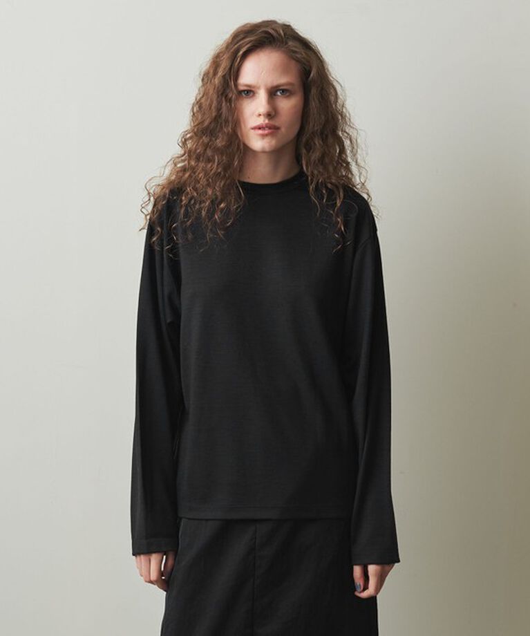STEVEN ALAN「＜Steven Alan＞ウール ジャージー ロングスリーブ Tシャツ」|Tシャツ・カットソー|BLACK