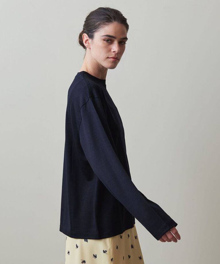 STEVEN ALAN「＜Steven Alan＞ウール ジャージー ロングスリーブ Tシャツ」|Tシャツ・カットソー|NAVY