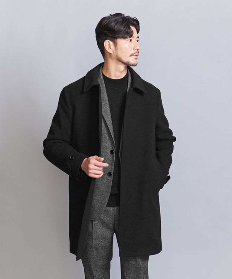 BEAUTY&YOUTH UNITED ARROWS「【WEB限定 WARDROBE SMART】PE メルトン バルカラーコート」|ステンカラーコート|BLACK