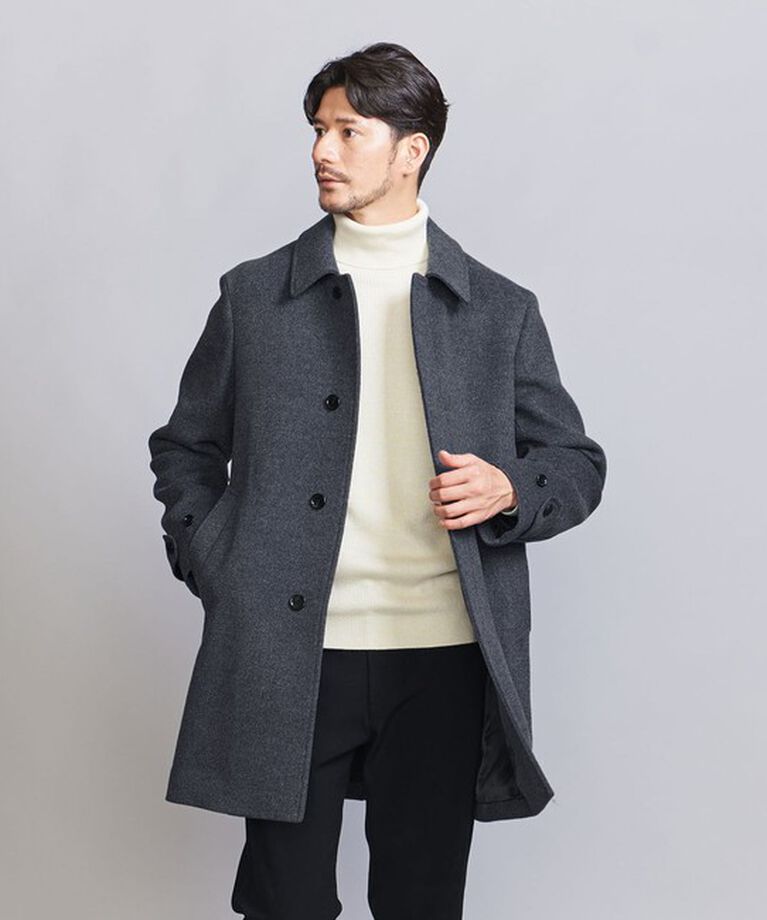 BEAUTY&YOUTH UNITED ARROWS「【WEB限定 WARDROBE SMART】PE メルトン バルカラーコート」|ステンカラーコート|DK.GRAY