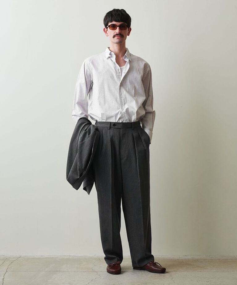 STEVEN ALAN「＜Steven Alan＞ PE/L ブッチャー イン ツープリーツ ドレス トラウザーズ ハーフイージー」|スラックス|