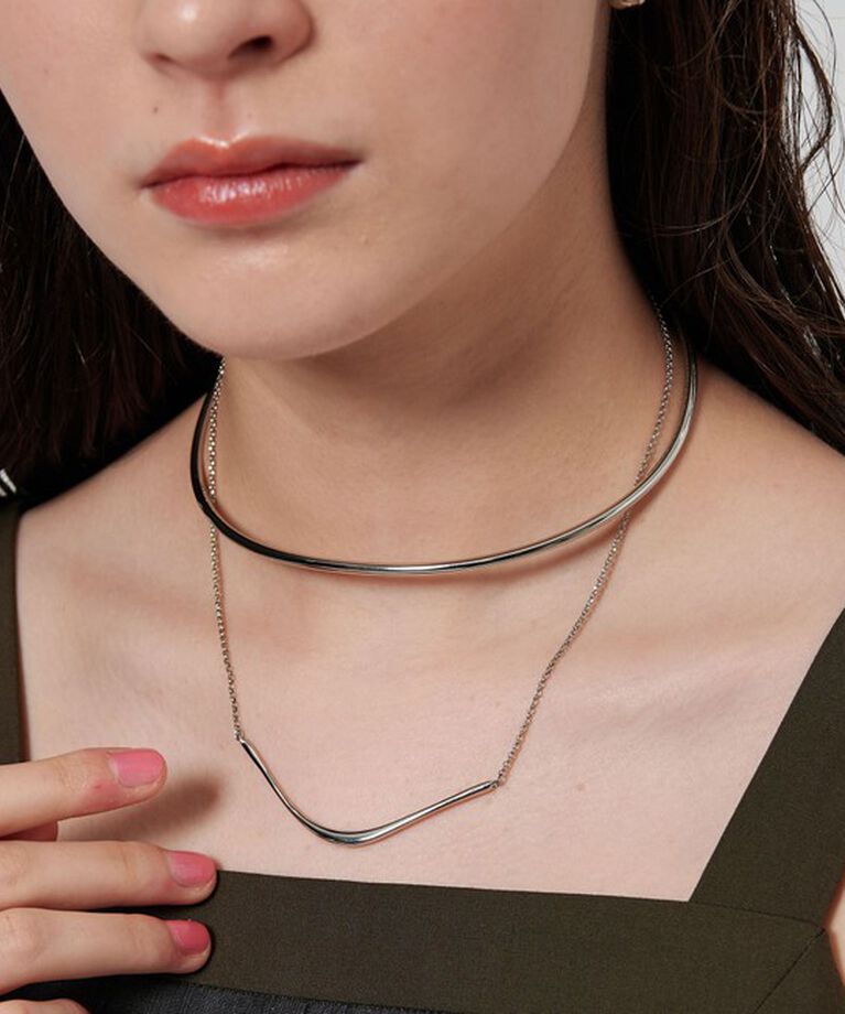 BEAUTY&YOUTH UNITED ARROWS「メタル×チェーン 2連チョーカー」|ネックレス|SILVER