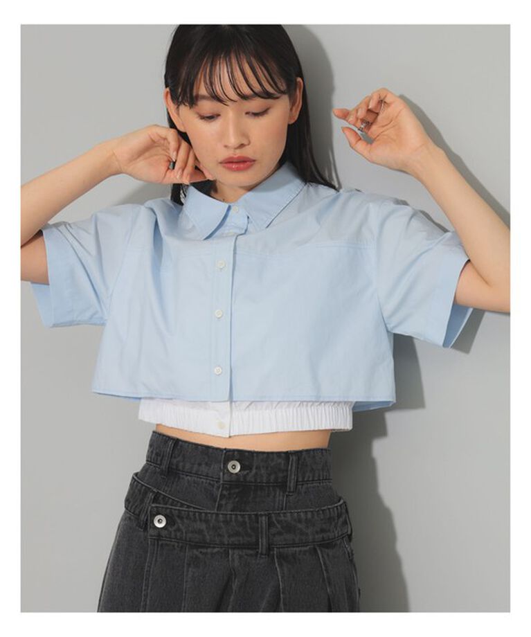 Ray BEAMS 「Ray BEAMS / クロップド レイヤード シャツ」|シャツ・ブラウス|BLUE