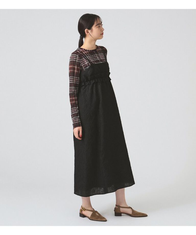 Ray BEAMS 「フクレ ジャカード フリル キャミ ワンピース」|ワンピース|BLACK