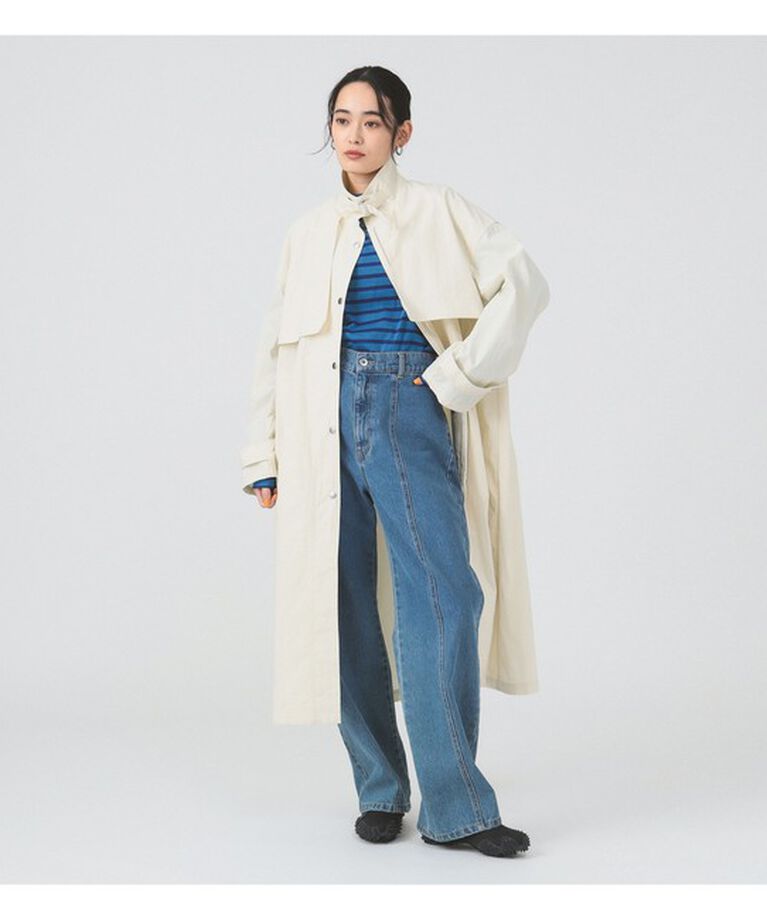 Ray BEAMS 「ストラップ スタンドカラー コート」|その他|IVORY