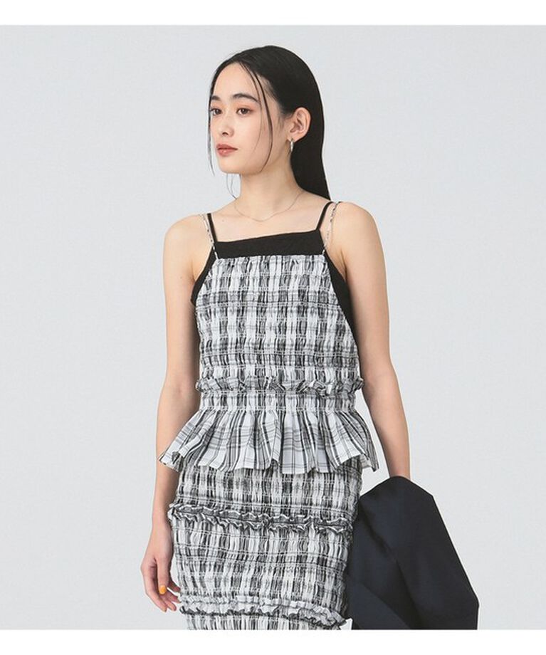 Ray BEAMS 「チェック シャーリング キャミソール」|キャミソール|WHITE/BLACK