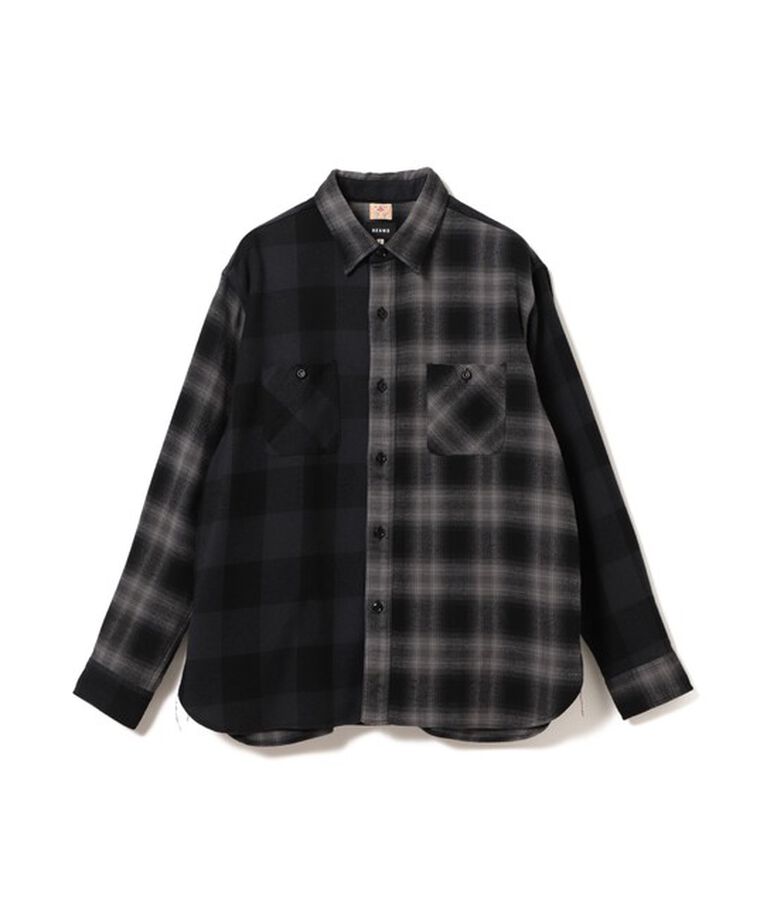 BEAMS「SUGAR CANE × BEAMS / 別注 クレイジー2カラー ツイルチェック ワークシャツ」|シャツ・ブラウス|