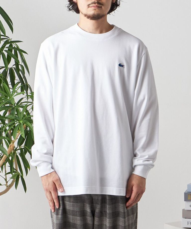 SHIPS any「【SHIPS any別注】LACOSTE: ワンポイント ピケ クルーネック Tシャツ (ロンT)◇」|Tシャツ・カットソー|