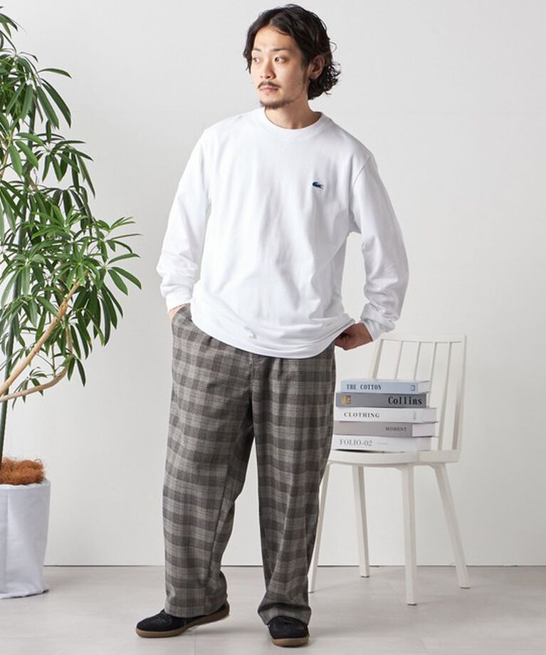 SHIPS any「【SHIPS any別注】LACOSTE: ワンポイント ピケ クルーネック Tシャツ (ロンT)◇」|Tシャツ・カットソー|