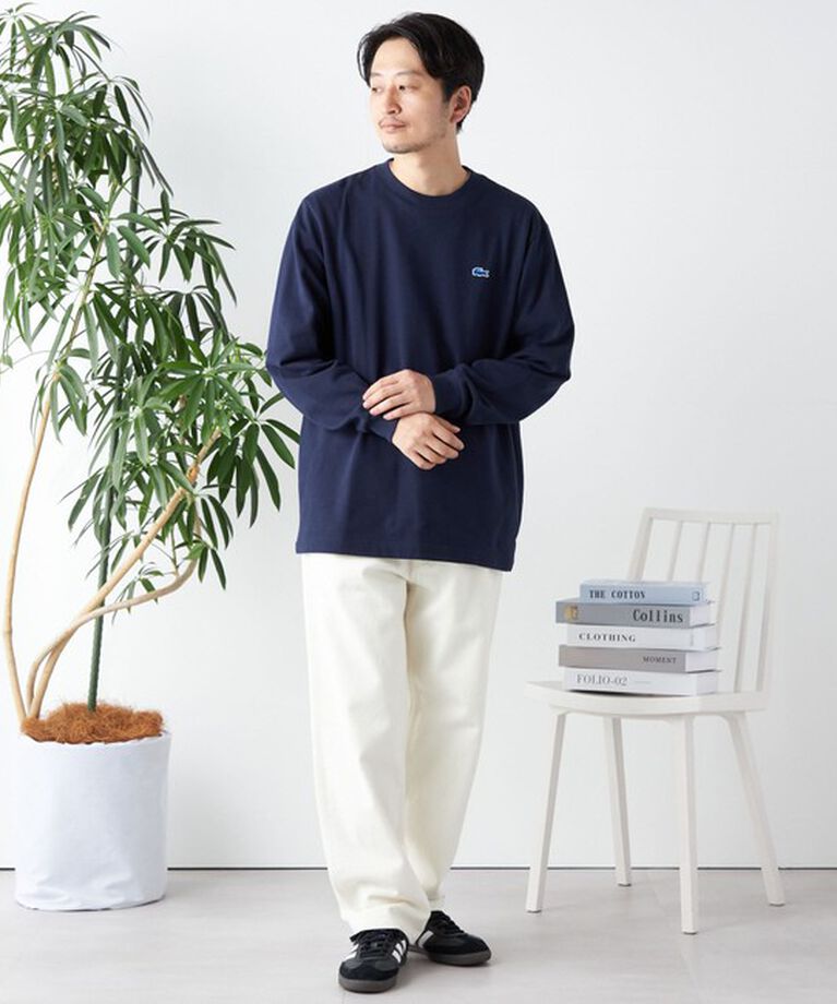SHIPS any「【SHIPS any別注】LACOSTE: ワンポイント ピケ クルーネック Tシャツ (ロンT)◇」|Tシャツ・カットソー|