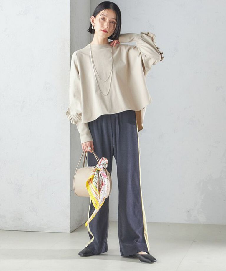 SHIPS for women「〈洗濯機可能〉ロング リブ スリーブ フリル カットソー」|Tシャツ・カットソー|