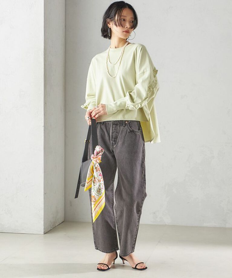 SHIPS for women「〈洗濯機可能〉ロング リブ スリーブ フリル カットソー」|Tシャツ・カットソー|