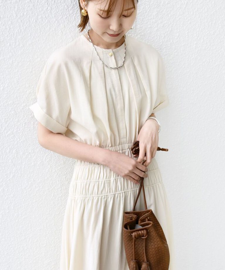 SHIPS for women「* 〈手洗い可能〉ドルマン タック シャーリング ワンピース」|ワンピース|