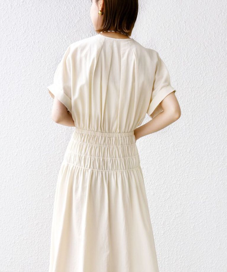 SHIPS for women「* 〈手洗い可能〉ドルマン タック シャーリング ワンピース」|ワンピース|