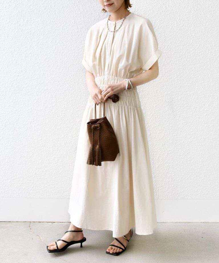 SHIPS for women「* 〈手洗い可能〉ドルマン タック シャーリング ワンピース」|ワンピース|