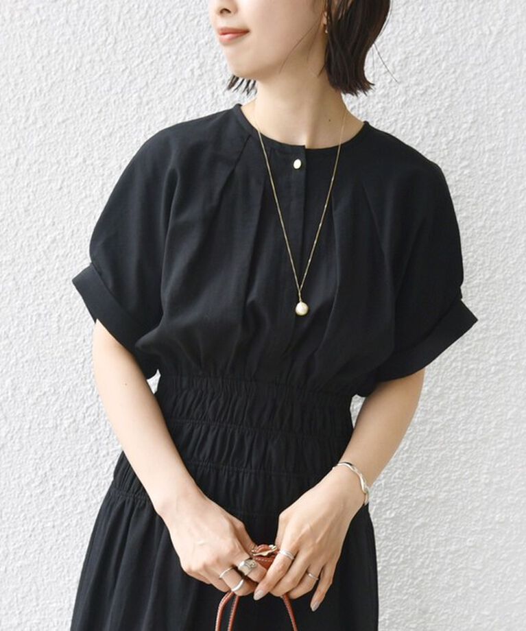 SHIPS for women「* 〈手洗い可能〉ドルマン タック シャーリング ワンピース」|ワンピース|